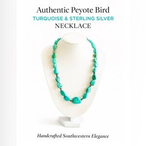 Genuine Peyote Bird Turquoise & Sterling Silver Necklace.📿 Like NEW!